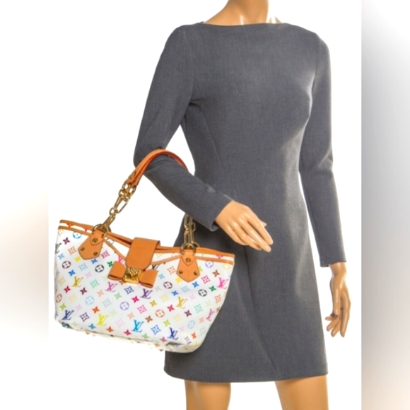 Louis Vuitton white multicolor Annie MM tote 💯% AUTHENTIC - Picture 1 of 14
